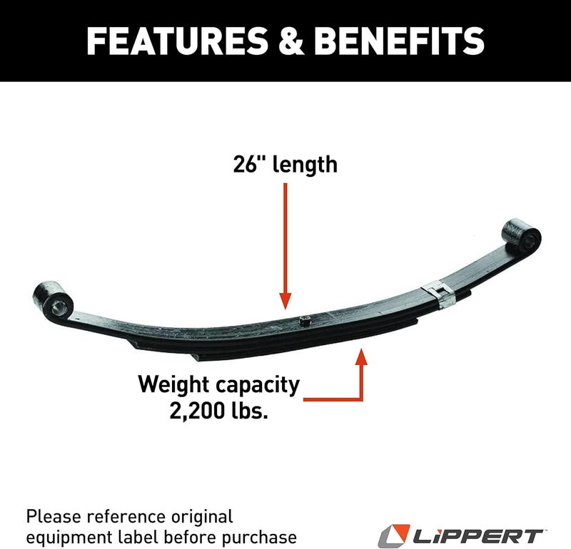 Lippert Components Lippert Replacement Leaf Spring for RV Trailer Suspension System - 26", 2,200-lb. Weight Capacity, Exact-Match Component Part - 72-78 - Image 3